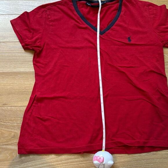 Ralph lauren sport red short sleeve 100% cotton t-shirt size medium with navy ho - Picture 5 of 6